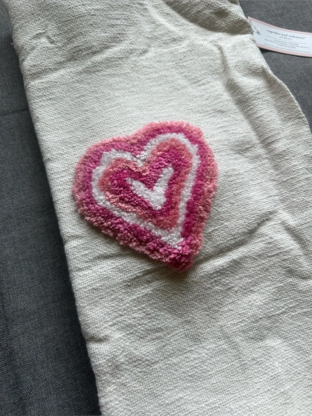 Cupcakes & Cashmere Groovy Tufted Hearts Tassel Throw Blanket